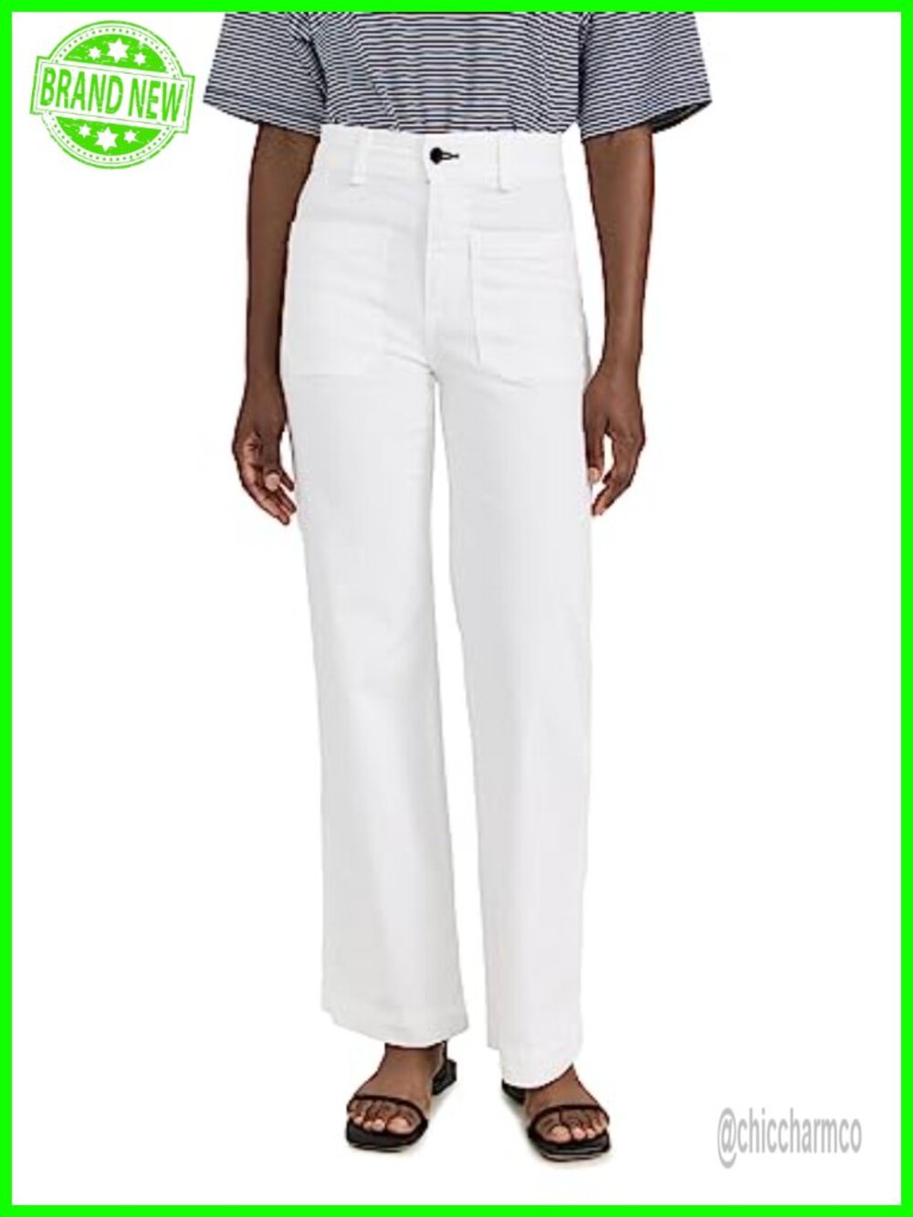 High Rise Flared Sailor Pants Full Length Twill Casual